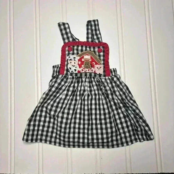 Farm Black & White Gingham Overall Dress 12-18M Cactus Brand - Picture 1 of 4